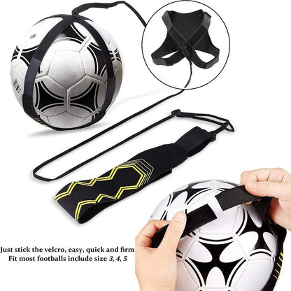 Football Kick Trainer Soccer Training Aids Hands Free Throw Sole Practice Equipment for Kids with Adjustable Belt Elastic Rope - Fit-Evolution