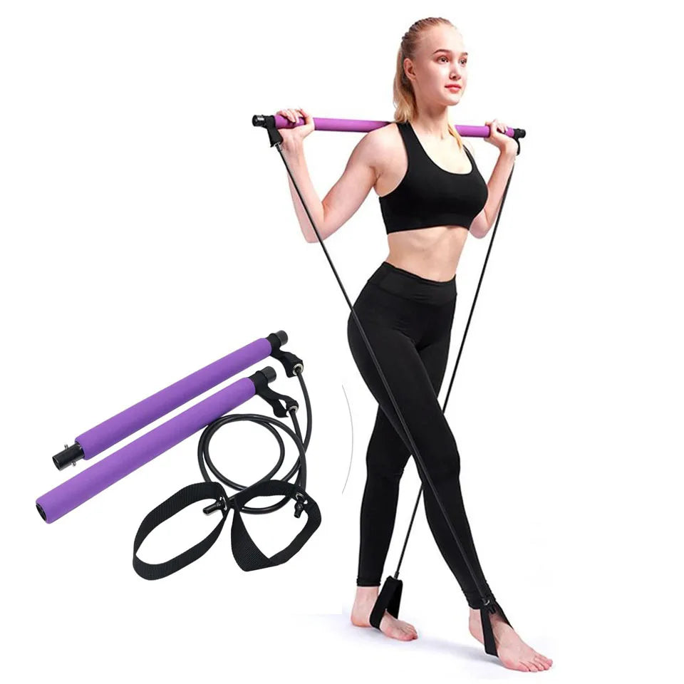 New Fitness Yoga Pilates Bar Stick Crossfit Resistance Bands Trainer Yoga Pull Rods Pull Rope Portable Home Gym Body Workout