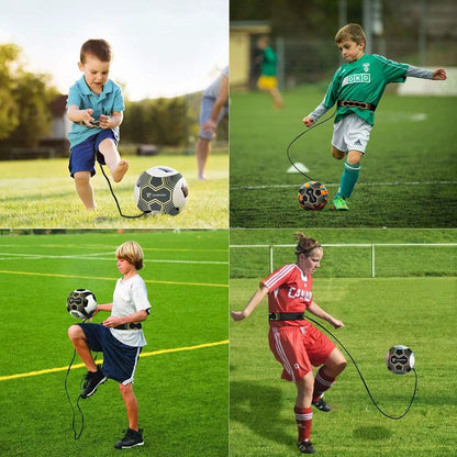 Football Kick Trainer Soccer Training Aids Hands Free Throw Sole Practice Equipment for Kids with Adjustable Belt Elastic Rope - Fit-Evolution