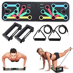 9-1 Push-Up Board Set Portable Multifunctional Push-Up Bar Foldable Fitness Equipment for Chest Abdomen Arms/Back Training