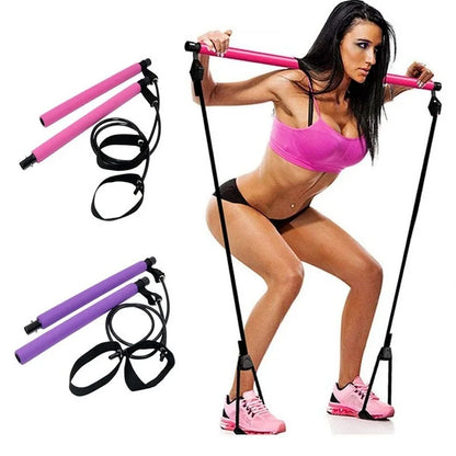 New Fitness Yoga Pilates Bar Stick Crossfit Resistance Bands Trainer Yoga Pull Rods Pull Rope Portable Home Gym Body Workout