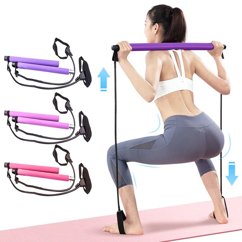 New Fitness Yoga Pilates Bar Stick Crossfit Resistance Bands Trainer Yoga Pull Rods Pull Rope Portable Home Gym Body Workout - Fit-Evolution