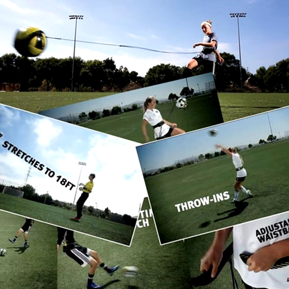 Football Kick Trainer Soccer Training Aids Hands Free Throw Sole Practice Equipment for Kids with Adjustable Belt Elastic Rope - Fit-Evolution